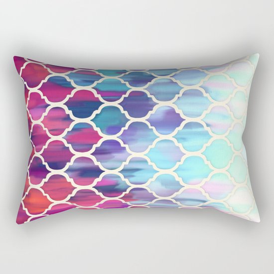 Moroccan Meltdown - pink, purple & aqua painted tiles Rectangular Pillow