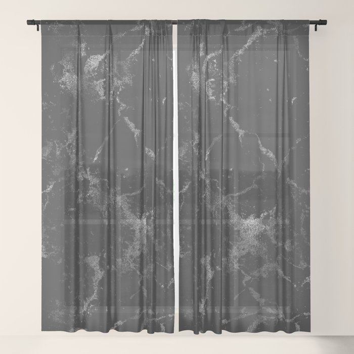 Vintage Modern Black Gray White Stylish Marble Sheer Curtain By