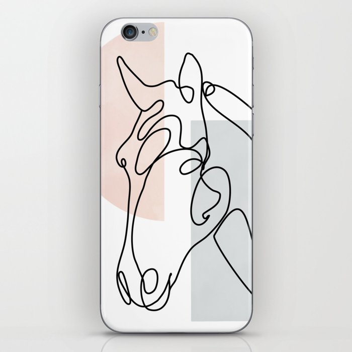 Line Art Horse Head iPhone Skin
