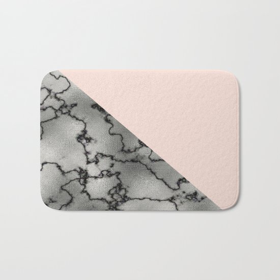 Peach and silver marble metallic Bath Mat
