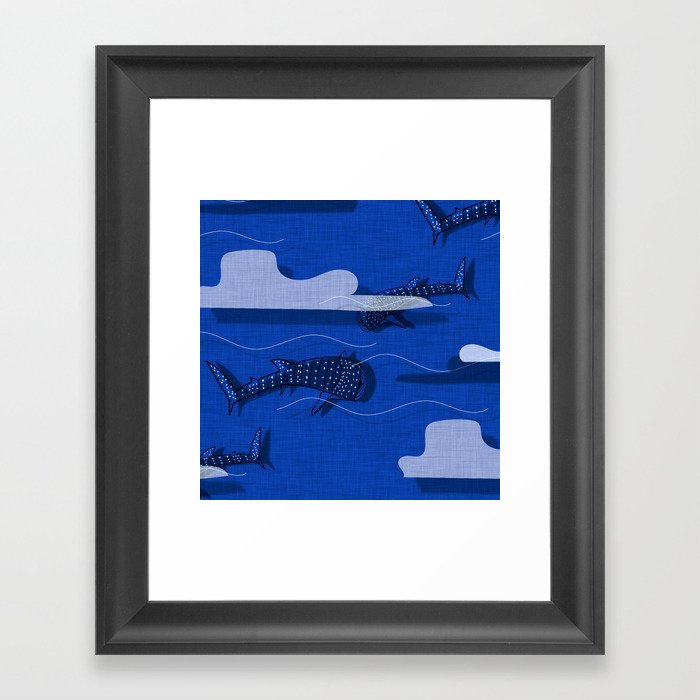 Whale Shark Navy #nautical #whaleshark Framed Art Print