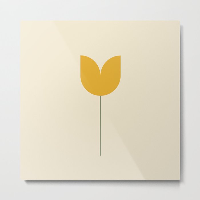 Yellow Tulip Minimal Metal Print