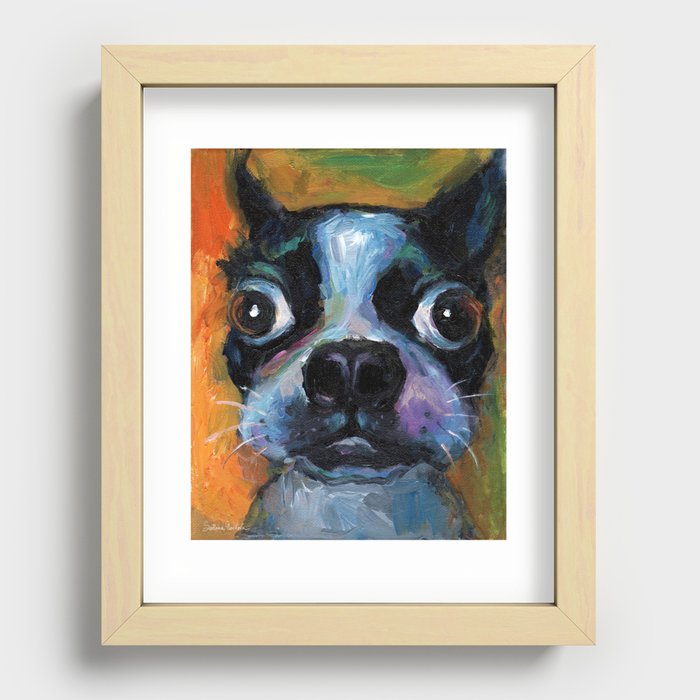 Cute Boston Terrier Puppy dog portrait prints Svetlana Novikova Recessed Framed Print