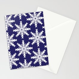 Christmas Snowflakes Blue-Magenta Stationery Card