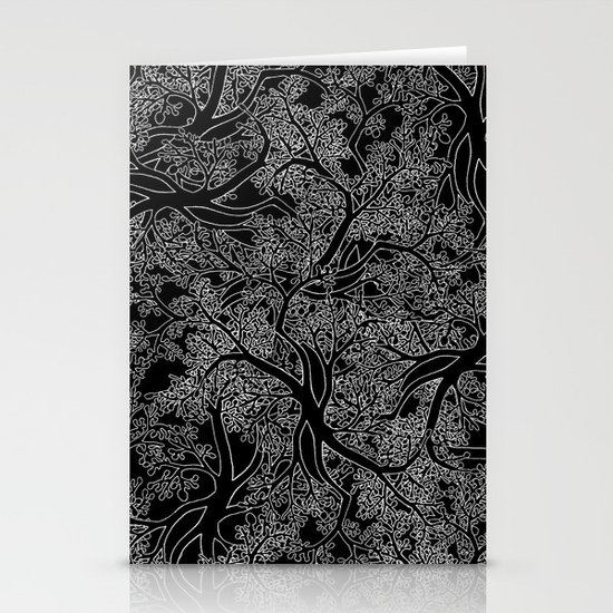 Tree Repeat Black Stationery Cards