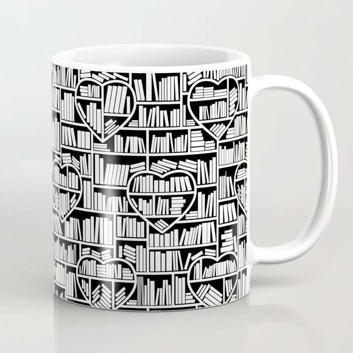 Book Lover Heart Library Pattern Coffee Mug