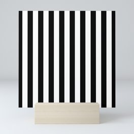 Abstract Black and White Vertical Stripe Lines 10 Mini Art Print