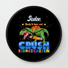 Jaden Name, I'm Ready To Crush Kindergarten Dinosaur Back To School Wall Clock