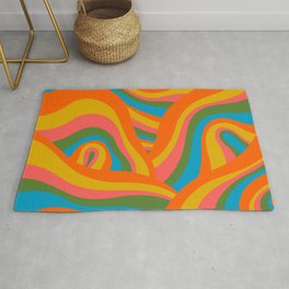 ZOANIML Indoor Area Rugs Pad Psychedelic Chartreuse Floral Seamless Retro  Bold Groovy Design with Non Slip Washable Rug Kids Color