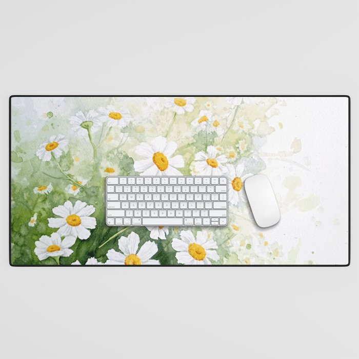 Watercolor florals | feverfew Desk Mat