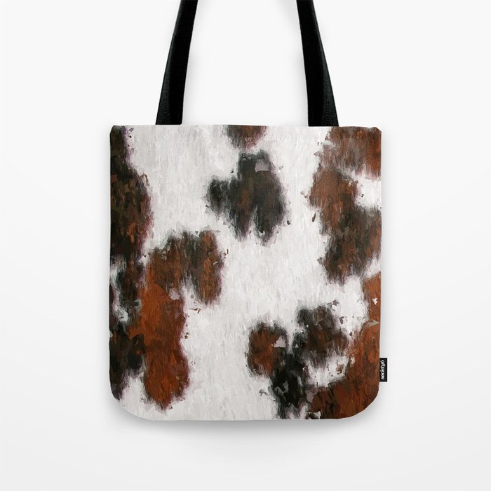 Bohemian Rust Cowhide Patch of Fur Painted with Brushstrokes Tote Bag