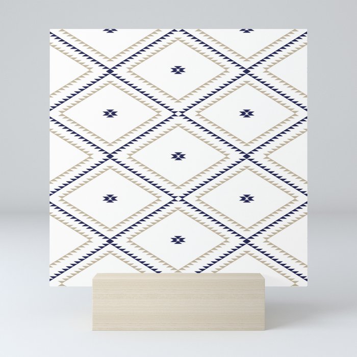 Southwestern Geometric - Tan Navy White Mini Art Print