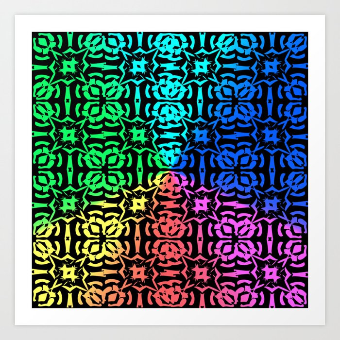 6 Colors Abstract Light Patterns Background Art Print By