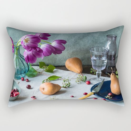Still Life with Purple Tulips Rectangular Pillow