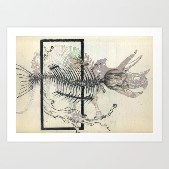 rose-Fish-bone dinosaur Art Print