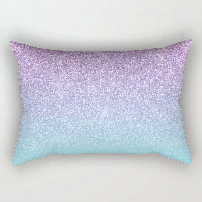 Girly Purple Blue Glitter Ombre Gradient Rectangular Pillow
