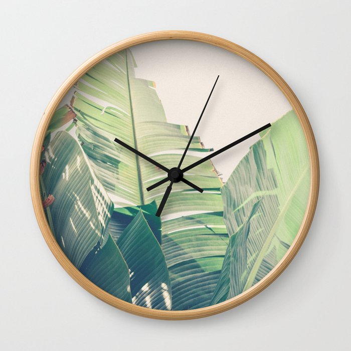 Diversity - tropical banana leaf photograph Wall Clock