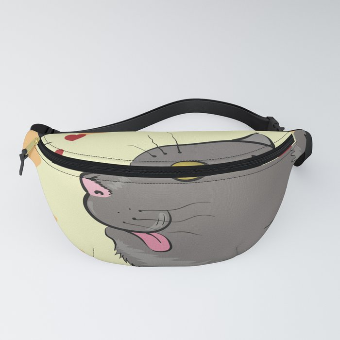 colorful illustration with cartoon cat lover Fanny Pack