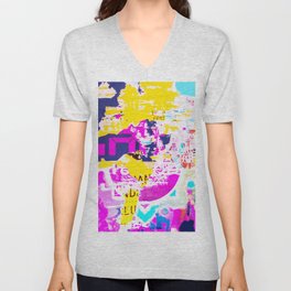 Electric Urban Colors - Collage and Painting V Neck T Shirt