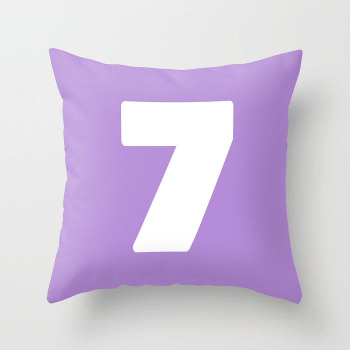 7 (White & Lavender Number) Throw Pillow