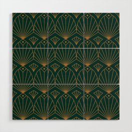 Art Deco Emerald Green & Gold Pattern Wood Wall Art