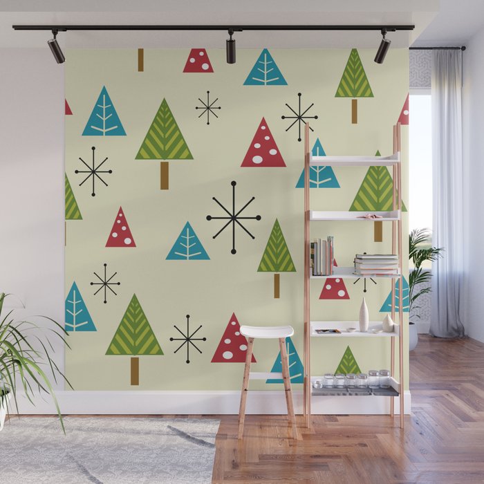 Mid Century Modern Christmas Trees Wall Mural By Zennykenny Society6