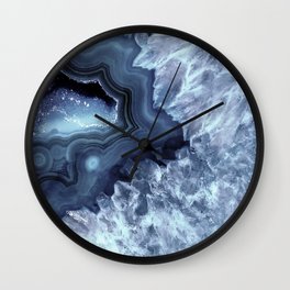 Steely Blue Quartz Crystal Wall Clock