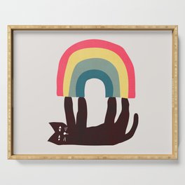 Cat with rainbow Serving Tray