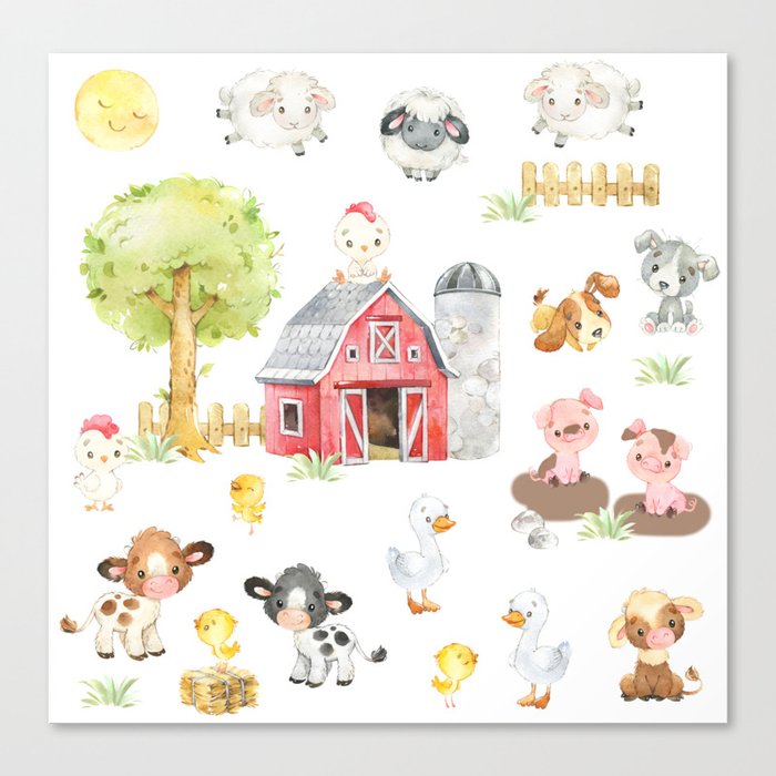 Farm Animals Nursery Canvas Print