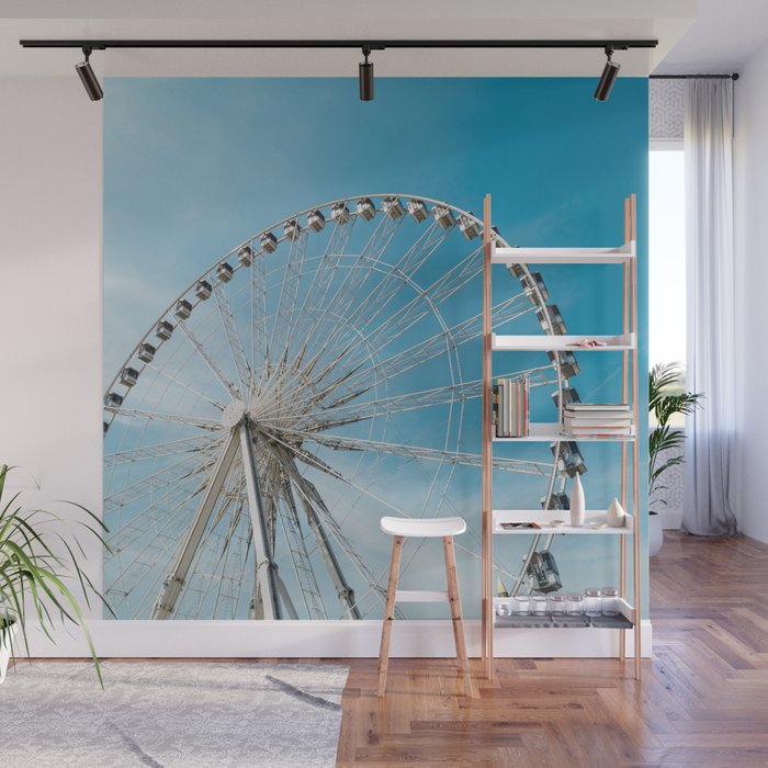 Great Britain Photography - London Eye Spinning Under The Blue Sky Wall Mural