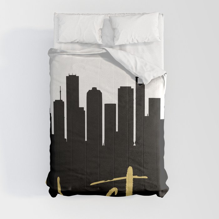 HOUSTON TEXAS DESIGNER SILHOUETTE SKYLINE ART Comforter