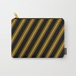[ Thumbnail: Black & Dark Goldenrod Colored Lines Pattern Carry-All Pouch ]