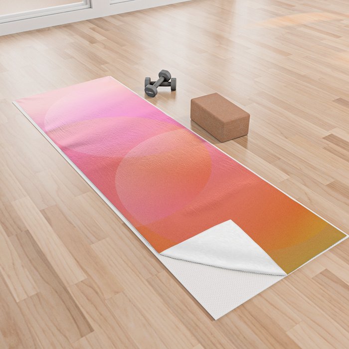 Gradient Shapes in Pink and Orange Yoga Towel