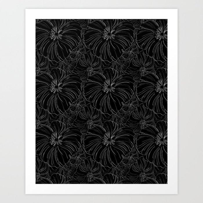 Black Flower Art Print by kgphee | Society6