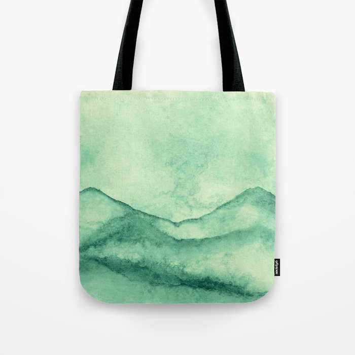 Green Mint Mountains Tote Bag