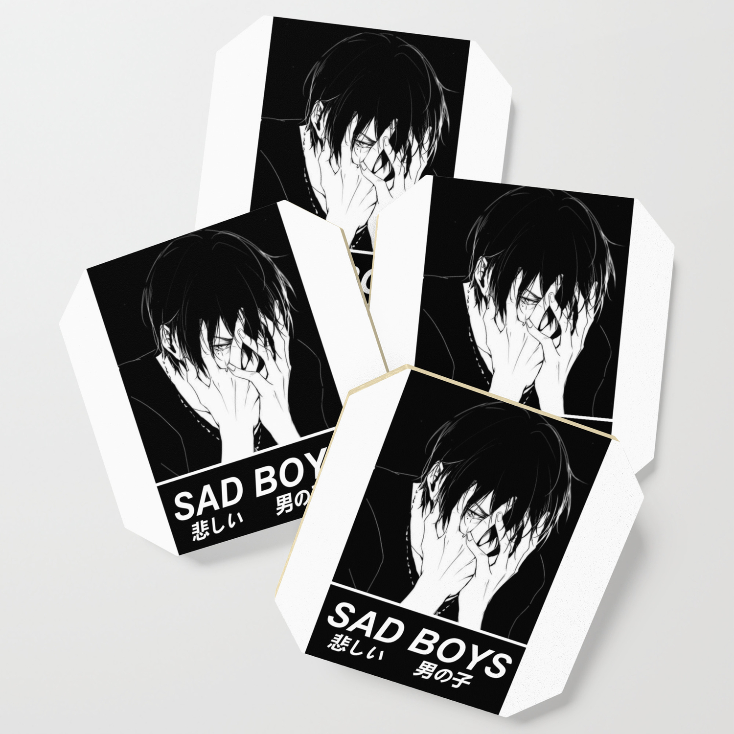 Sad Boys Sad Japanese Anime Aesthetic Coaster By Poser Boy Society6