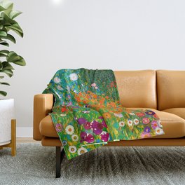Gustav Klimt - Flower Garden Throw Blanket