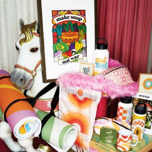 assortment of wall art, tabletop, bags and more