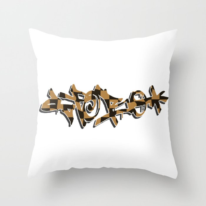 Graffiti Collection Checkered Tag Y2K style Throw Pillow