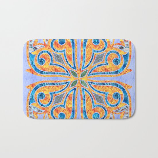 Blue Oriental Tile 02 Bath Mat