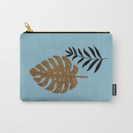 Gold Monstera and Black Palm Lesves Carry-All Pouch