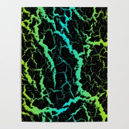 Cracked Space Lava - Lime/Cyan Poster