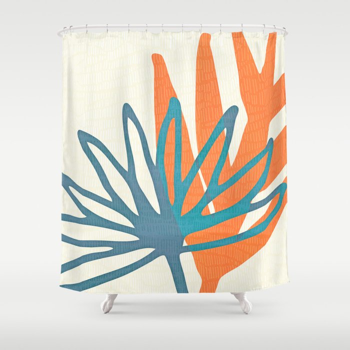Teal and orange shower curtain 2025