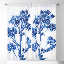 blue yarrow - watercolor achillea Blackout Curtain