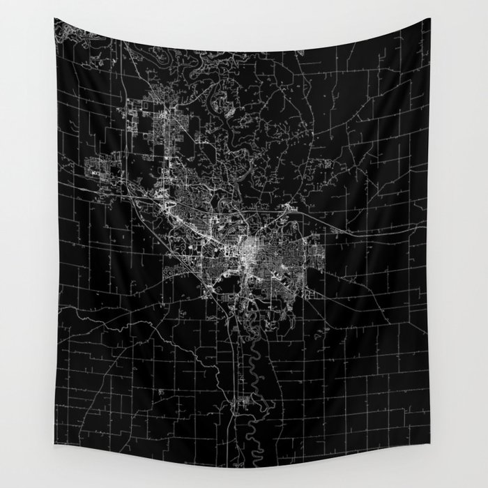 Iowa City Black Map Wall Tapestry