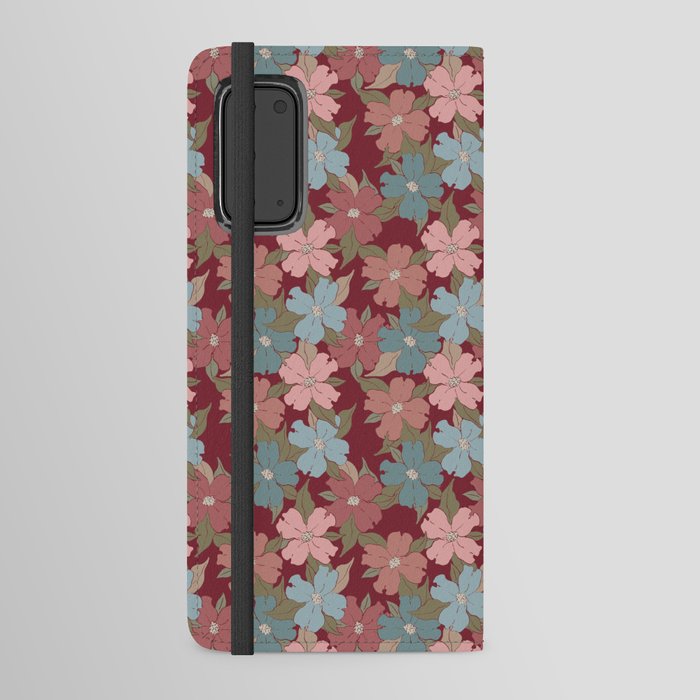 deep red and pink floral dogwood symbolize rebirth and hope Android Wallet Case