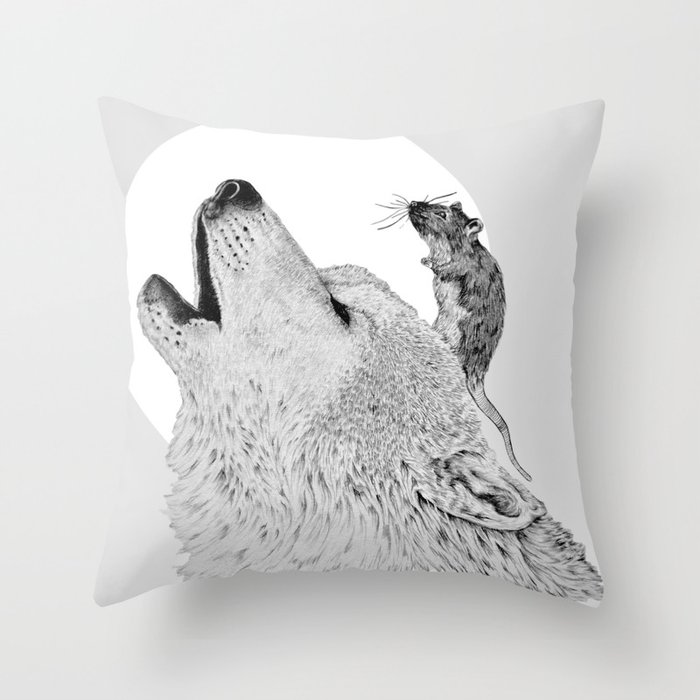 The Wolf and the Mouse Throw Pillow