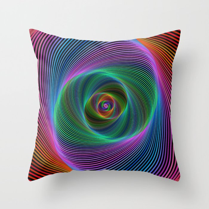 Psychedelic Spiral Stripes Throw Pillow