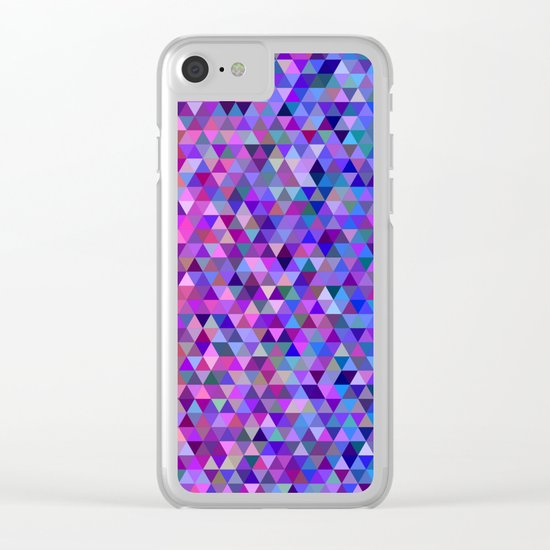 Pink and blue triangles Clear iPhone Case