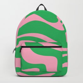 Pink and Spring Green Modern Liquid Swirl Abstract Pattern Backpack